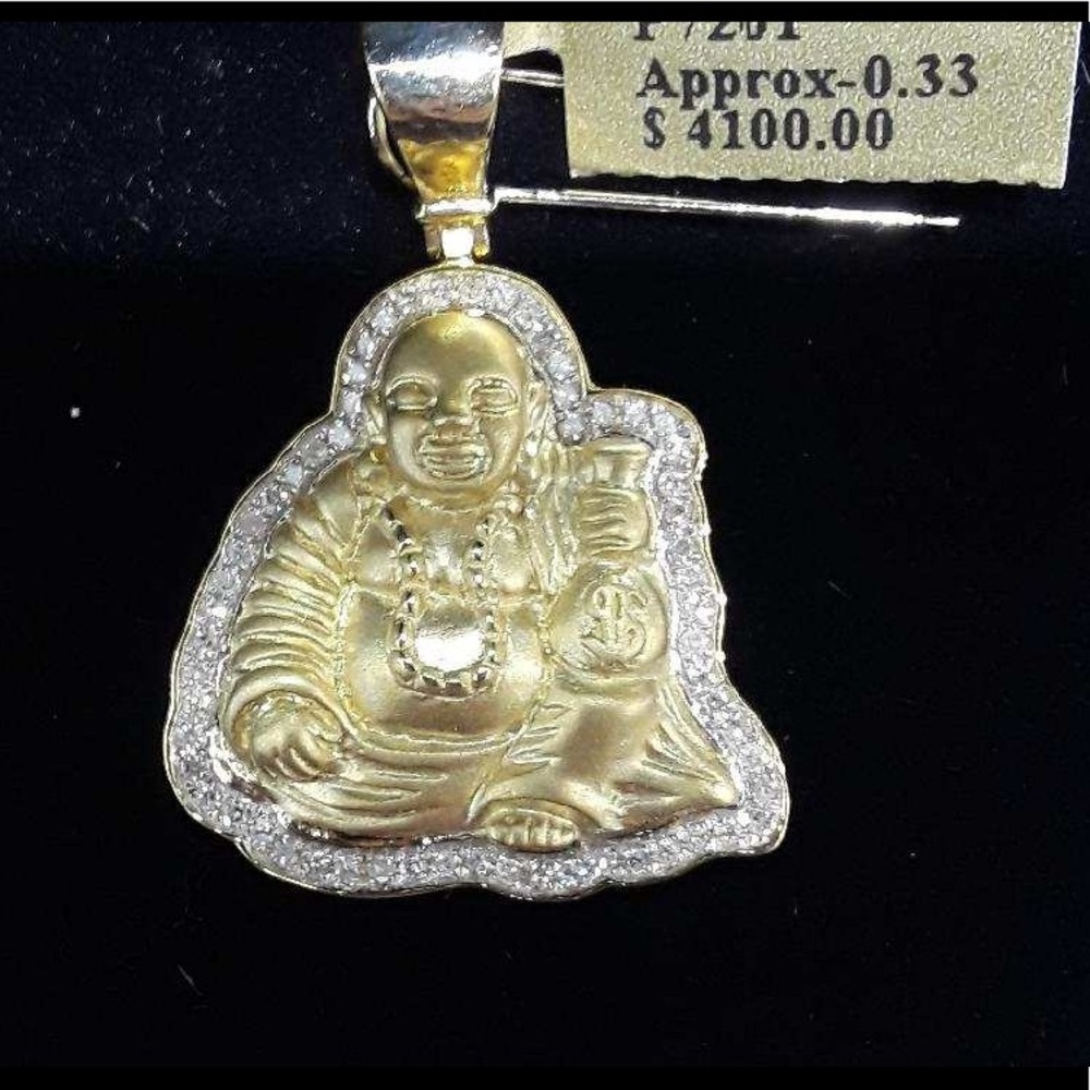 10K Solid Gold Lucky Charm Laughing Buddha Pendant